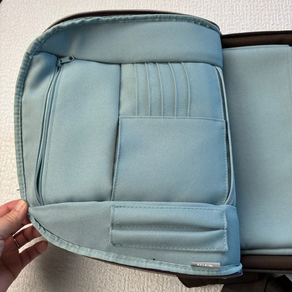 Belkin Brown Canvas Sling Backpack Crossbody Laptop Bag with Tech Pouch